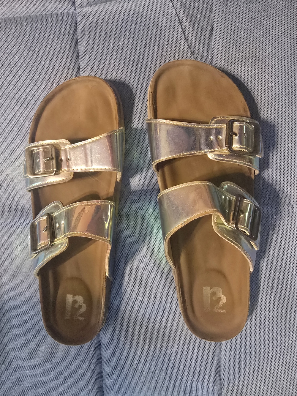 Women's R2 Iridescent Double-Buckle Slide Sandals - Size 9M